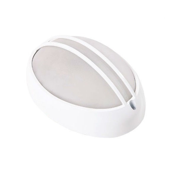 Plafon Sobrepor Oval 1x20W para Lâmpada Compacta Alumínio com Grade com Soquete E27 Branco