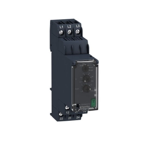 Relé Falta de Fase Relé Falta de Fase RM22-TA33 380/440VCA 2 Contatos Reversíveis (NAF) 50/60 Hz com Assimetria e Sequência Fases com Retardo Desenergização 0,1-30S