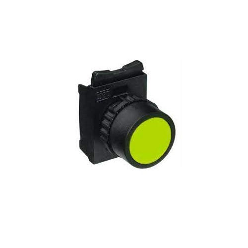 Botão Botão Pulsador PVC Faceado 22,00 mm Amarelo Aro Preto com Elemento 1NA Opaco sem Gravação IP66