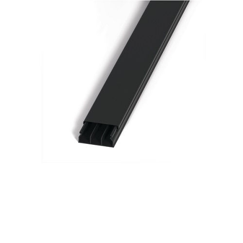 Canaleta PVC Aparente Lisa com Divisória 20x50x2000 mm com Tampa Preta