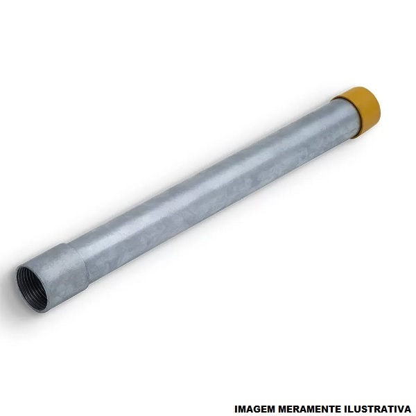 Eletroduto Pesado Galvanizado a Fogo com Costura Parede 1,50 mm 3/4"X3 M com Rosca Paralela NBR 5624 com Luva