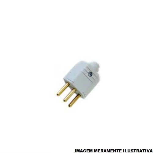 Plugue Macho 2P+T 10A 250VCA PVC Cinza