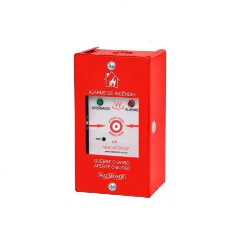 Botoeira Quebre o Vidro Alumínio Sobrepor com LED para Emergência 109x94x65 mm Vermelha 12VCA/24VCA com Martelo