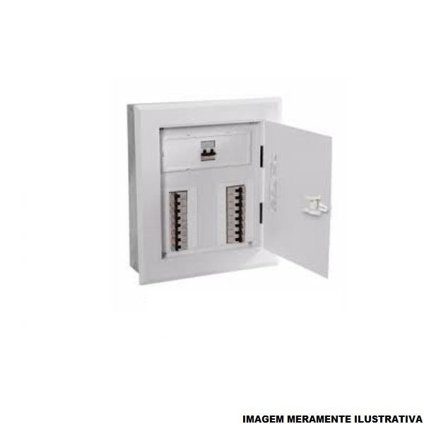 Quadro de Distribuição Quadro de Distribuição Metálico Embutir 16 Disjuntores DIN sem Barramento 100A com Geral Branco