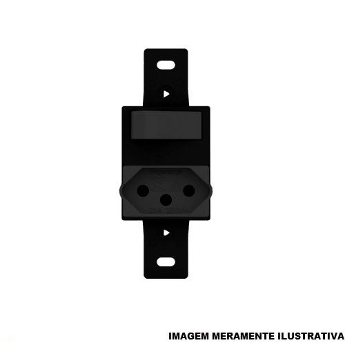 Interruptor Conjunto Embutir 1 Tecla Simples + 1 Tomada 2P+T 20A/250VCA Preto Light sem Placa