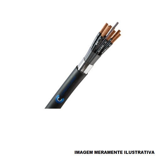 Cabo Cobre Isolado PVC 70G 500V 6x 1,00 mm² Controle Blindado Preto NBR 7289 Vias Numeradas com Fita Alumínio e Dreno