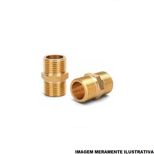Nipel Latão Duplo 1/2" com Rosca BSP
