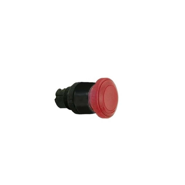 Botão Botão Emergência PVC Cogumelo 22,00 mm Vermelho Aro Preto sem Elemento Gira Destrava 36 mm Rafix