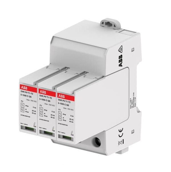 Dispositivo DPS Tripolar 20 KA/40 KA 1000VCC Proteção Contra Surto para Energia Solar DIN Classe I e II