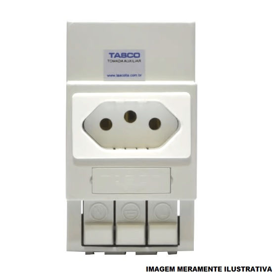 Tomada Sobrepor 2P+T Novo 10A/250V Cinza para Trilho DIN PVC