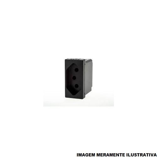 Módulo Módulo Tomada NBR 2P+T 10A/250VCA PVC Preto Linha Pial PLUS Mais Borne Automático