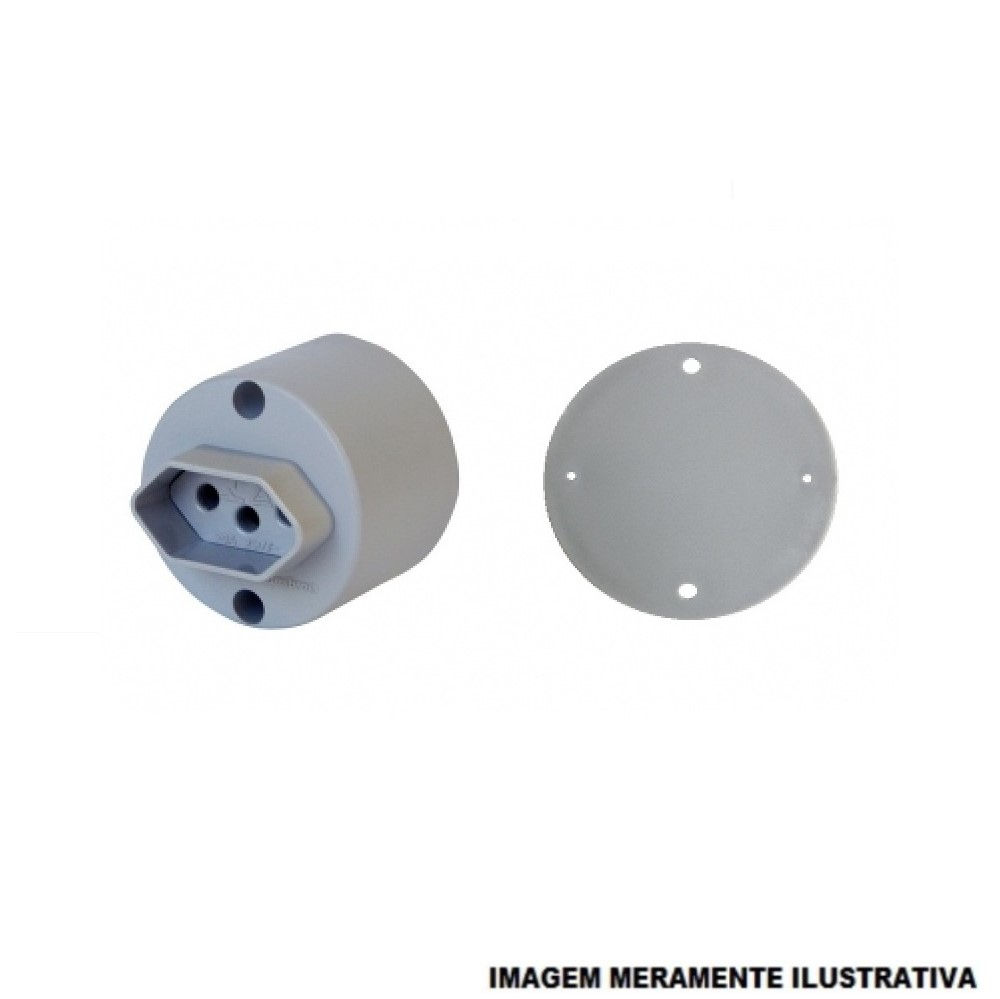 Tomada 2P+T Sobrepor Horizontal 20A/250VCA Cinza