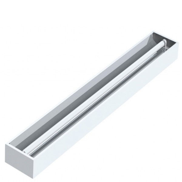 Luminária Comercial Luminária Comercial Sobrepor para 2 Lâmpadas T8 120 cm com Soquete G13 Chapa Aço Calha TA 51 sem Aletas Branca