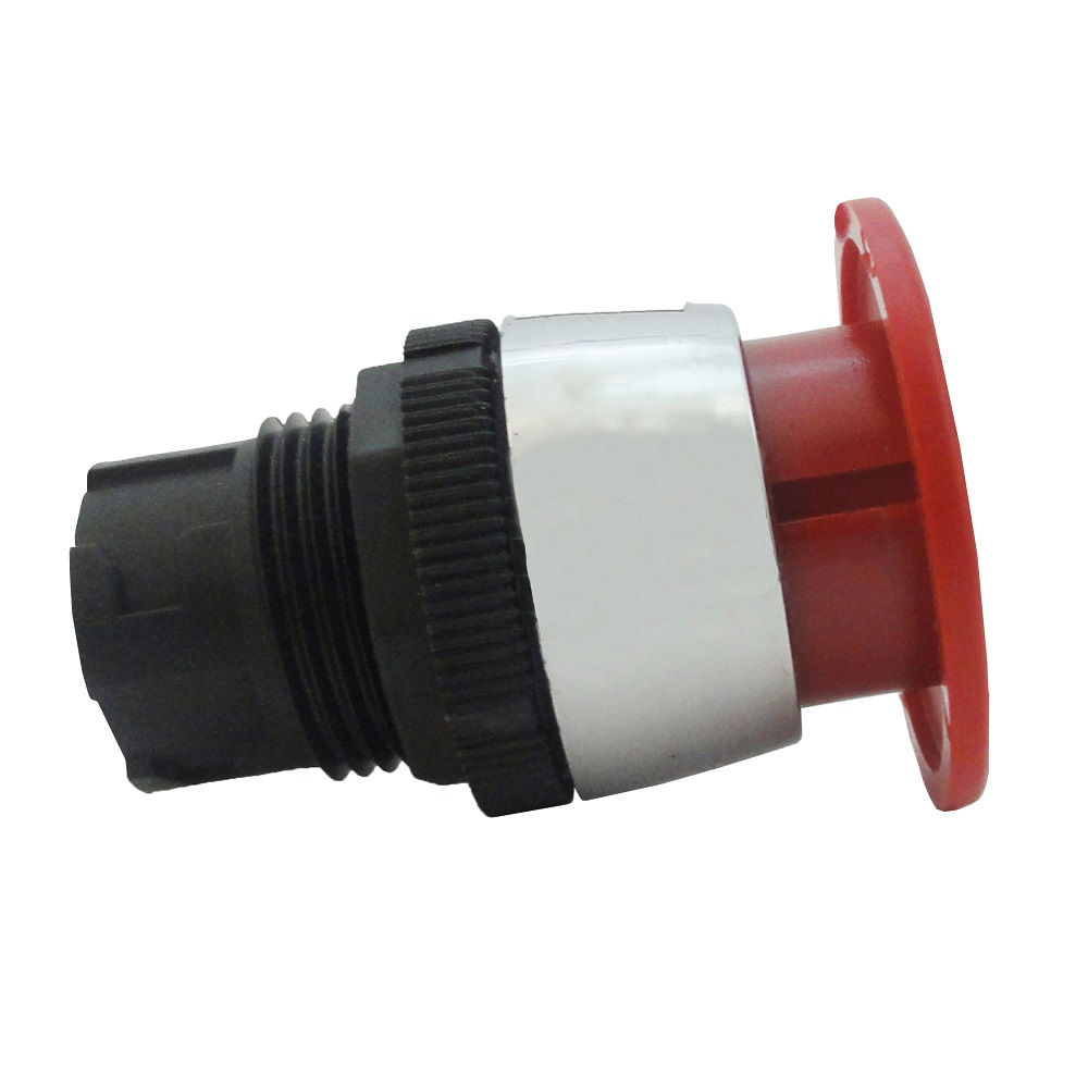 Botão Botão Emergência PVC Cogumelo 22,00 mm Vermelho Aro Cromado sem Elemento Opaco Gira Destrava 36 mm