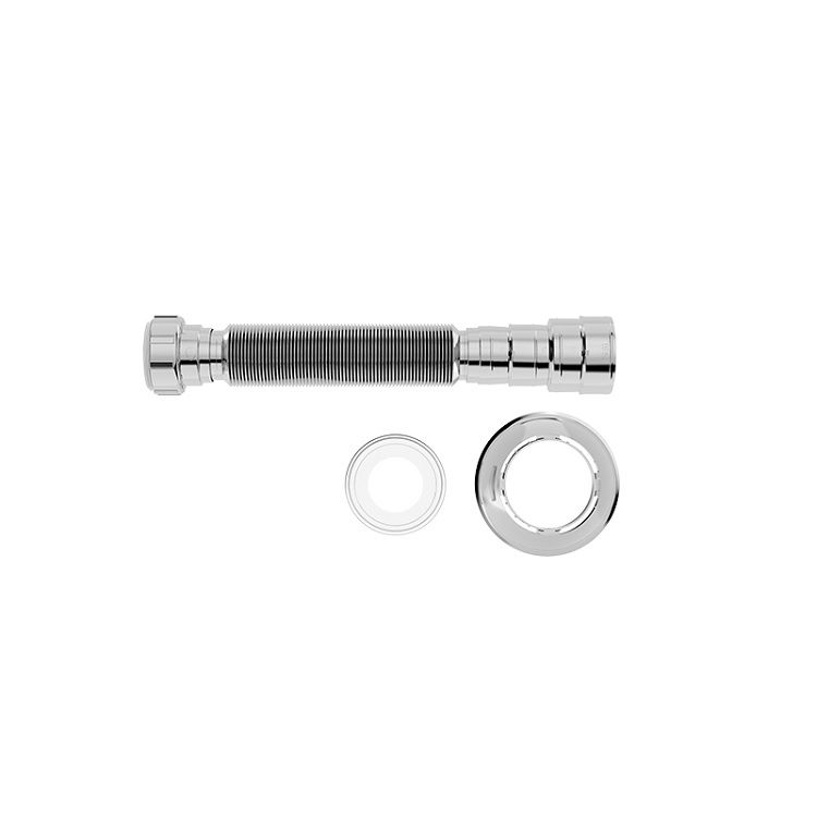 Sifão Sifão PVC Extensivo Corrugado Universal para Lavatório e Tanque 7/8"-1.1/2" 700 mm Cromado com Anel PVC