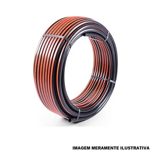 Mangueira Lisa Pebd 1/2" Parede 2,50 mm Preta com Faixa Laranja com 100 M NBR 15465
