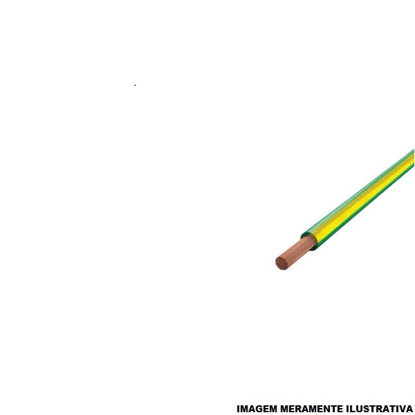 Cabo Cobre Isolado PVC 70G 750V 1x 1,50 mm² Flexível Verde/Amarelo NBR 247-3 Classe 5