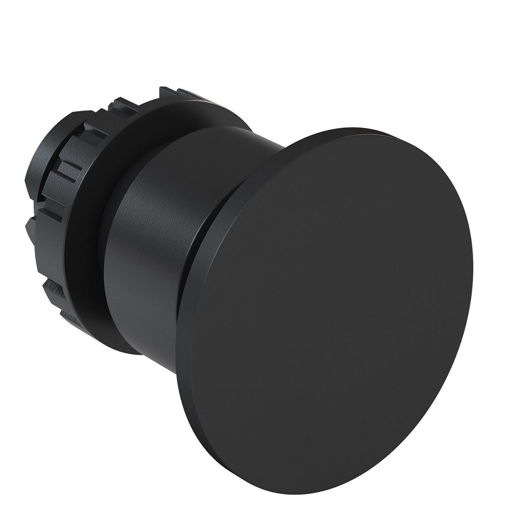 Botão Botão Pulsador PVC Cogumelo 22,00 mm Preto com Elemento 1NA Opaco sem Gravação Diâmetro 40,00 mm