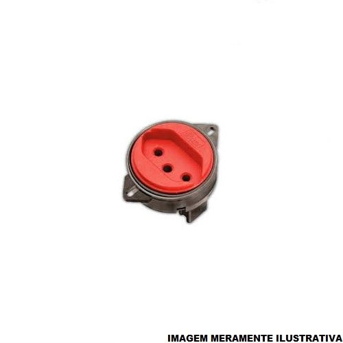 Tomada Embutir NBR 2P+T Embutir Piso Redonda sem Haste 10A/250VCA sem Placa Vermelha