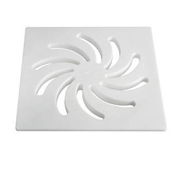Grelha PVC Vórtice Quadrada sem Moldura sem Fecho 150 mm Branca Esgoto