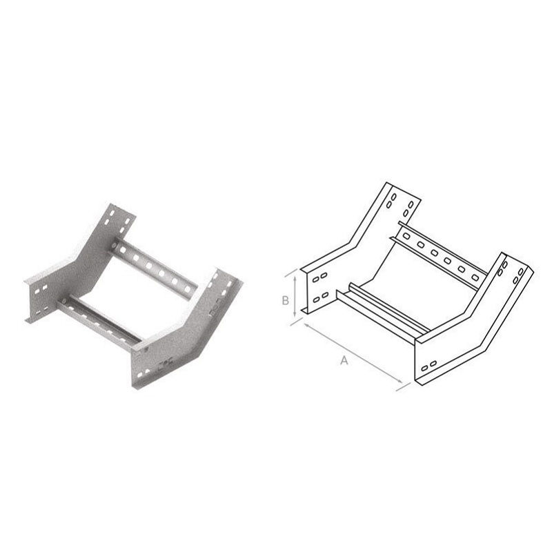 Curva 45G Vertical Lisa Galvanizada Eletrolítica Interna para Eletrocalha 500x100 mm Chapa 18