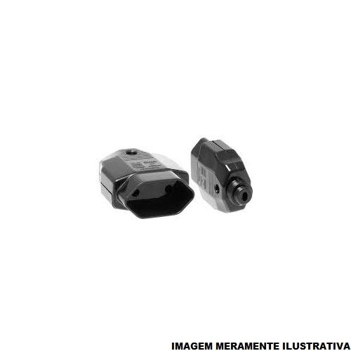 Plugue Fêmea 2P Redondo 10A 250VCA PVC Preto