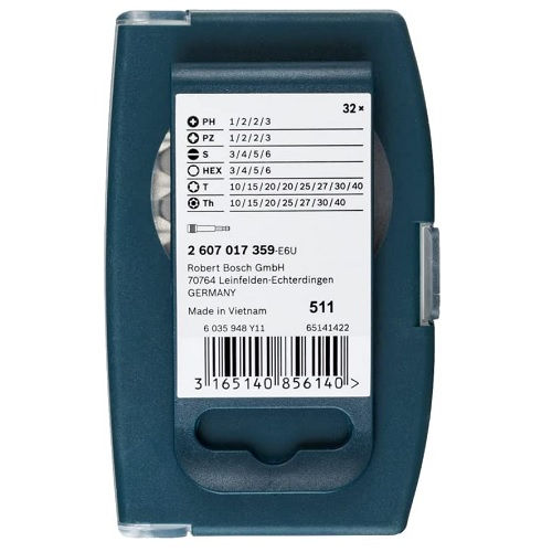 Jogo Bits Com 32 Peças para Aparafusar Extra Hard com Maleta Plástica