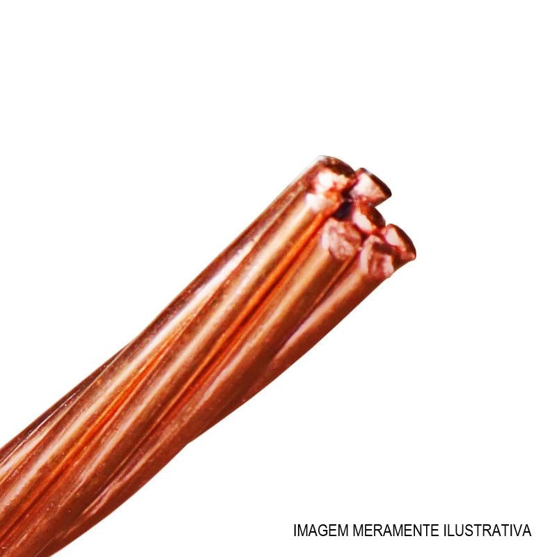 Cabo Cobre NU 7 Fios 1x 50,00 mm² Têmpera Meio Dura 9,00 mm NBR 6524 Classe 2A (0,442 Kg/m)