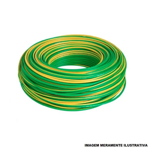 Cabo Cobre Isolado PVC 70G 750V 1x 1,00 mm² Flexível Verde/Amarelo NBR 247-3 Classe 5