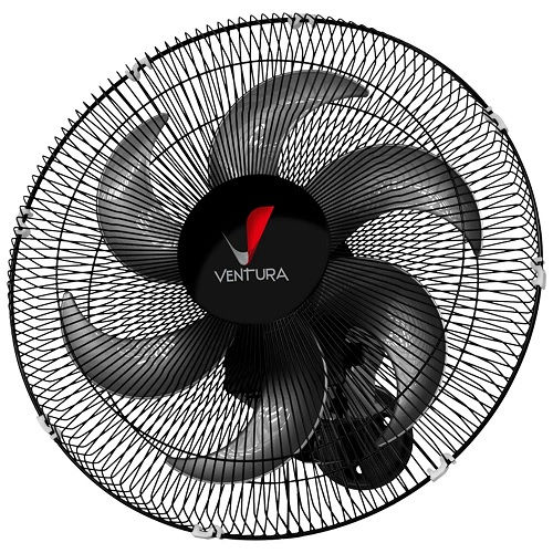 Ventilador Parede Alumínio Redondo 500 mm Bivolt 150W 50/60 Hz 1300 RPM Preto Grade Aço com 6 PAS Ventura
