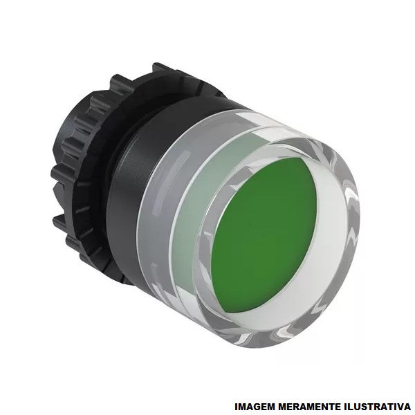 Botão Botão Pulsador PVC Circular 22,00 mm Verde Guarda Alta sem Elemento Opaco sem Gravação