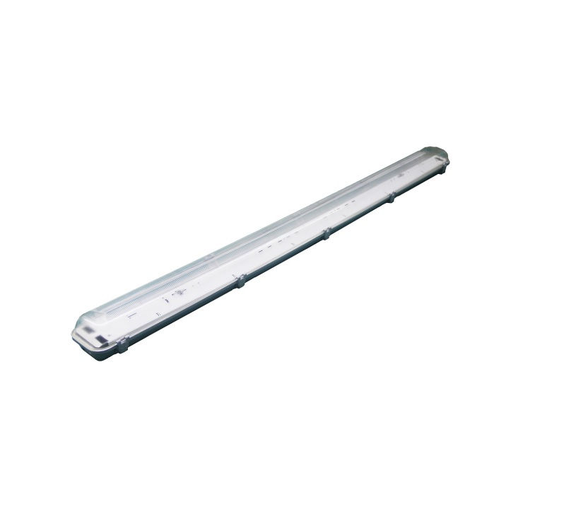 Luminária Industrial Sobrepor Hermética TCW063 Poliéster para 2 Lâmpadas T8/T5 120 cm com Soquete G13 e G5 com Difusor Acrílico IP65