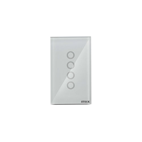 Interruptor Inteligente Embutir 4 Módulos Touch/wi-fi Vertical Bivolt 4x2 Branco Smarteck