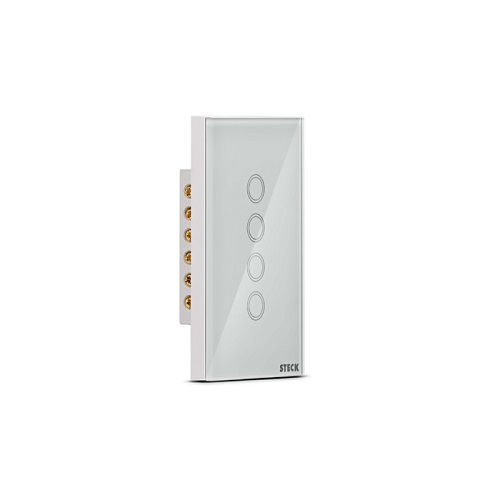 Interruptor Inteligente Embutir 4 Módulos Touch/wi-fi Vertical Bivolt 4x2 Branco Smarteck