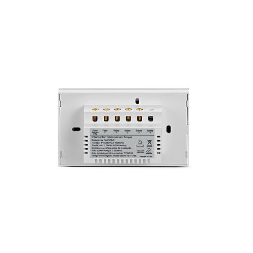 Interruptor Inteligente Embutir 4 Módulos Touch/wi-fi Vertical Bivolt 4x2 Branco Smarteck