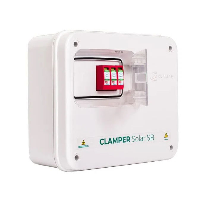 Caixa String BOX Policarbonato Transparente (A)253,3x(L)308,3x(P)112,5 mm com Seccionadora 32A com 1 DPS 40 KA 1040VCC 1 ENTRADA/1 Saída Branca