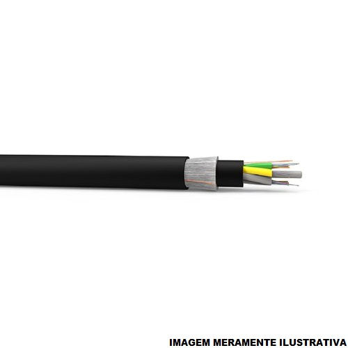 Cabo Fibra Óptica Monomodo 12F PVC Seco 12,20 mm Fibra de Vidro Preto NR CFOA-SM-DDR-S-12