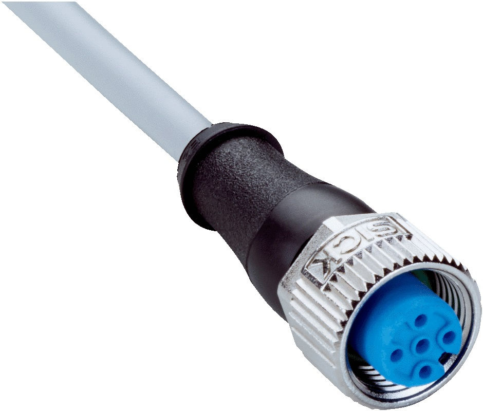 Conector Para Sensor M12 4 Pinos PVC com Cabo 5 M Fêmea Reto IP67 Cinza