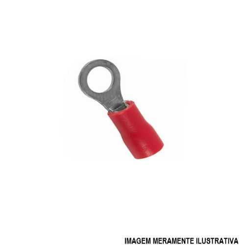Terminal Cobre Estanhado a Compressão Anel Pre-Isolado 35,00 mm² com 1 Furo M8 Vermelho