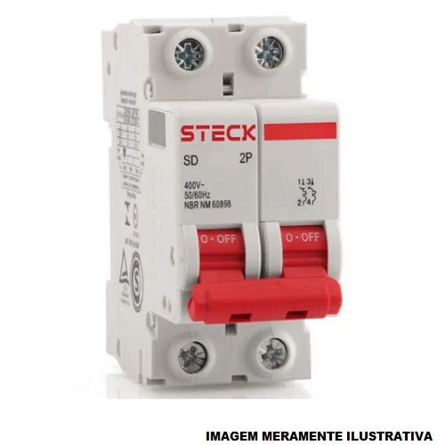 Disjuntor Termomagnético Fixo Bipolar SDD62 C 63A 5 KA/3 KA 220/380VCA DIN
