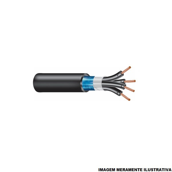 Cabo Cobre Isolado PVC 70G 1 kV 4x 1,50 mm² Controle Blindado Preto NBR 7289 Classe 5 (Vias Numeradas com Fita Aluminio+Dreno)