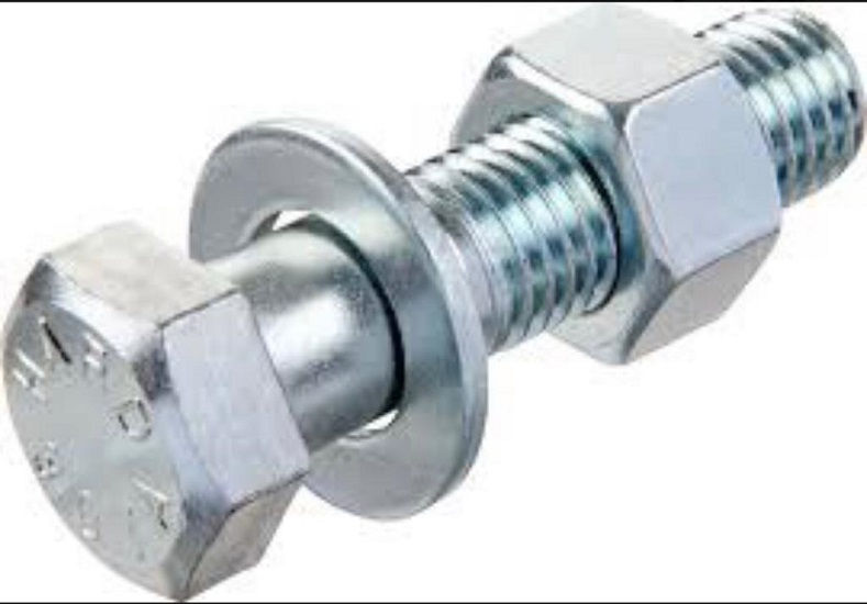 Parafuso Máquina Cabeça Sextavada Galvanizado a Fogo M12x30 mm com Rosca Total com Porca e Arruela