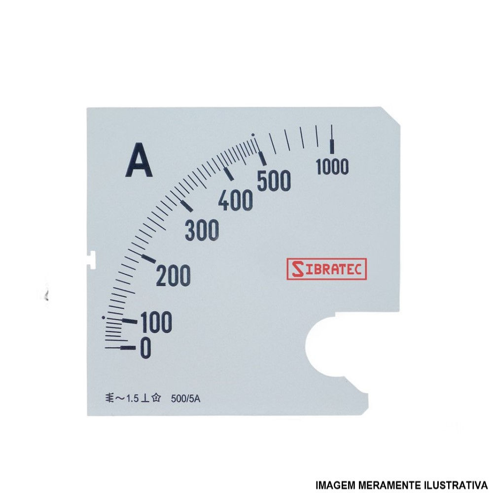 Escala Para Amperímetro Intercambiável 500A 96x96 mm