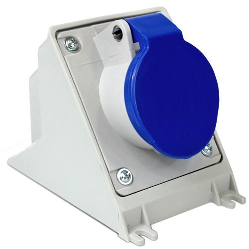 Tomada Sobrepor Indust 2P+T . 16A/127V Amarela 4H com Tampa Newkon PVC