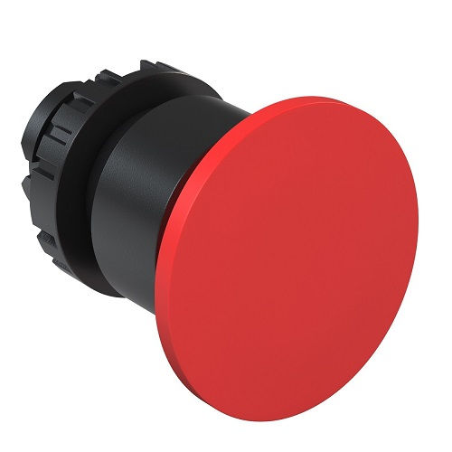Botão Botão Pulsador PVC Cogumelo 22,00 mm Vermelho com Elemento 1NA Opaco sem Gravação Diâmetro 40,00 mm