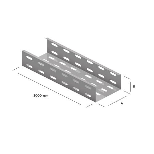 Eletrocalha Perfurada Galvanizada a Fogo 100x100x3000 mm sem Tampa com Virola Chapa 20