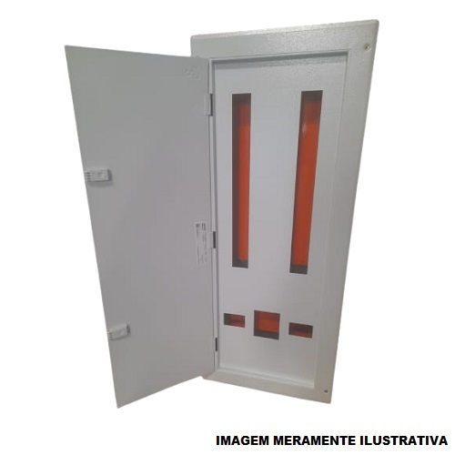 Quadro de Distribuição Quadro de Distribuição Metálico Embutir 56 Disjuntores DIN sem Barramento 150A com Geral Branco