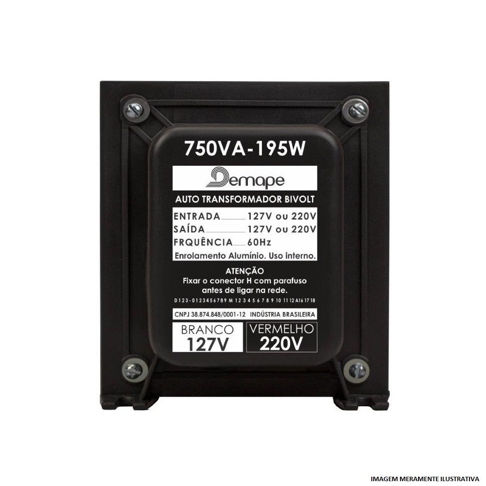 Auto Transformador 750VA Entrada 127/220VCA Saída 127/220VCA 50/60 Hz