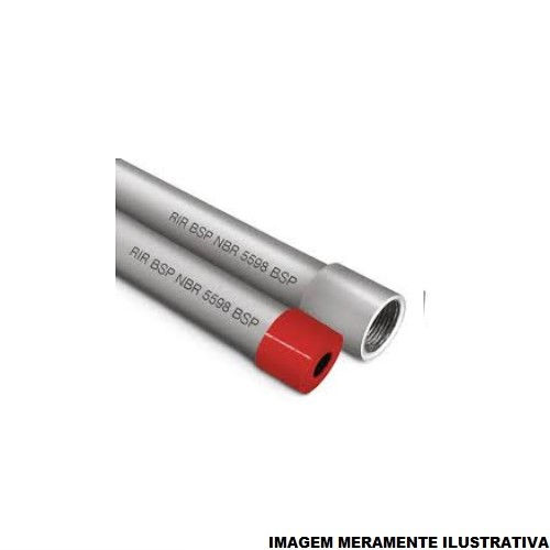 Eletroduto Pesado Galvanizado Eletrolítico Parede 1,55 mm 1.1/2"X3 M com Rosca BSP com Luva