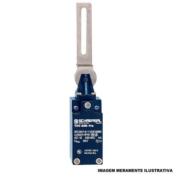 Fim de Curso Ação Lenta T4C 235-11Z-M20 10A/AC15 Corpo Metálico Caixa Estreita (30 mm) Alavanca Superior 1NA+1NF IP67